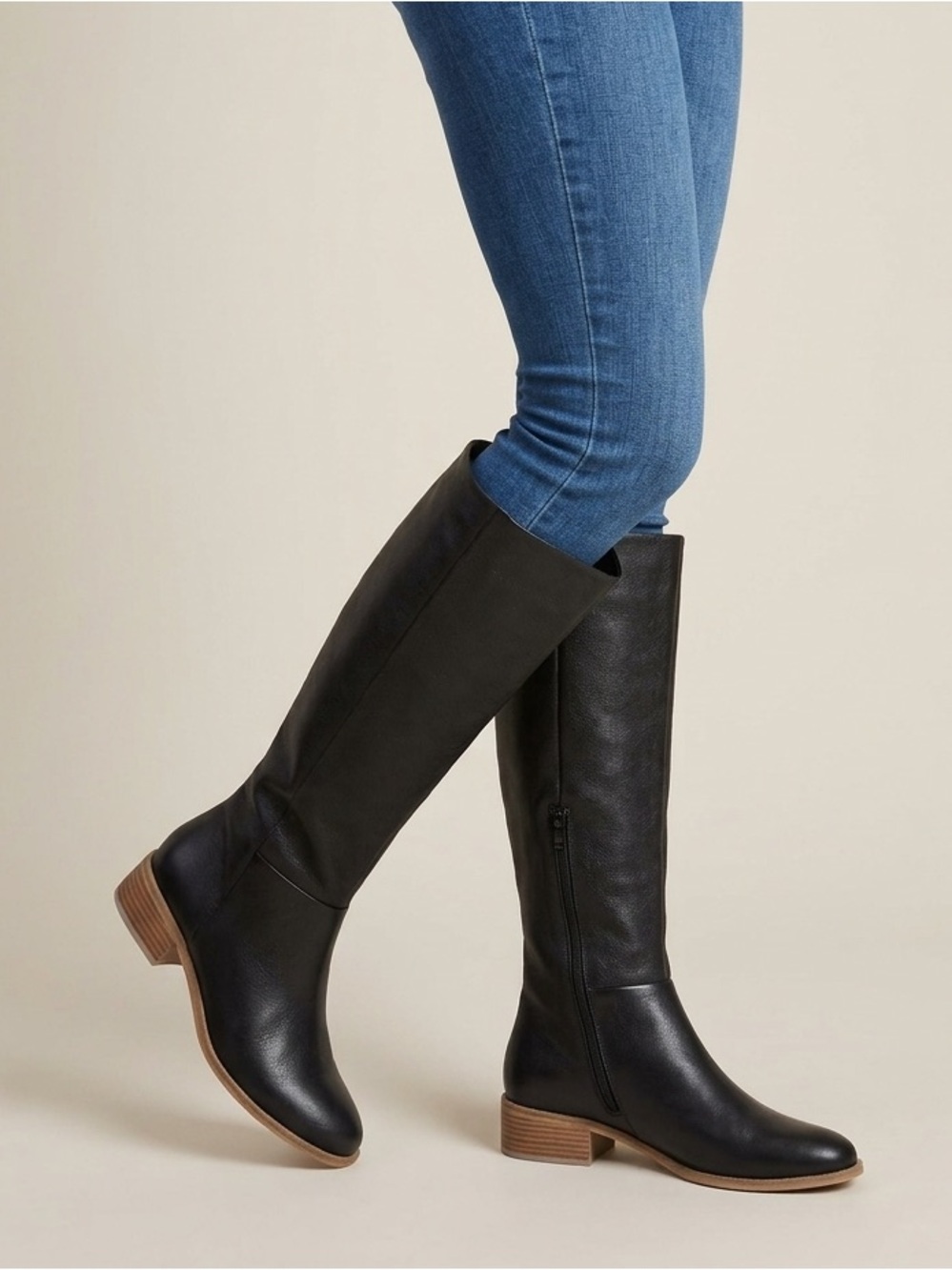 CORSO COMO Classic Tall Knee High Riding Boots in Black Leather Size 7